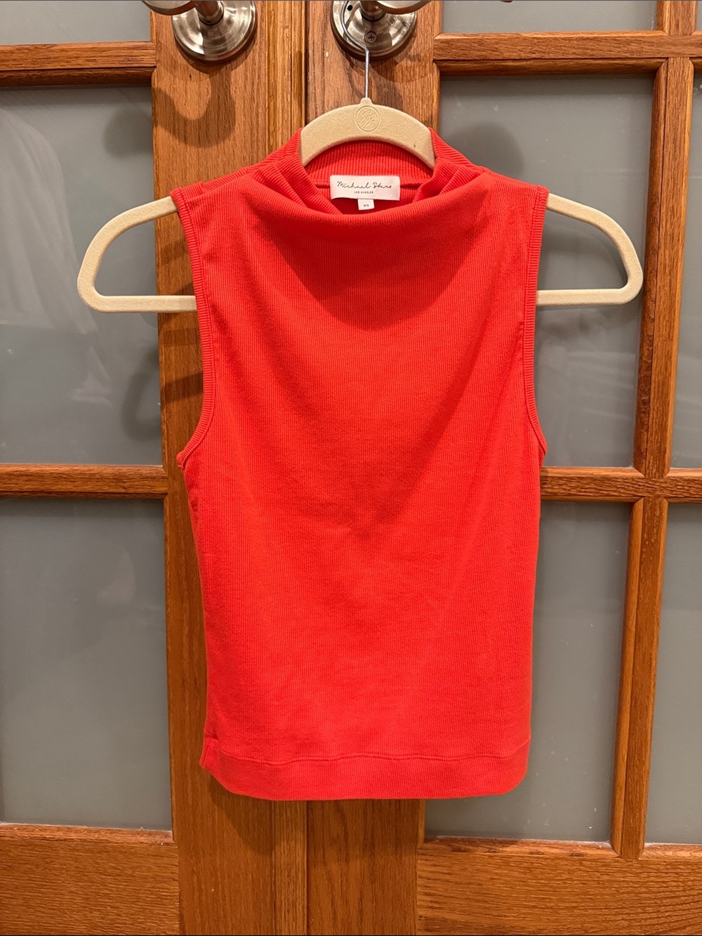 Michael Stars Sleeveless Mock Neck Tank in Bright Red NWOT